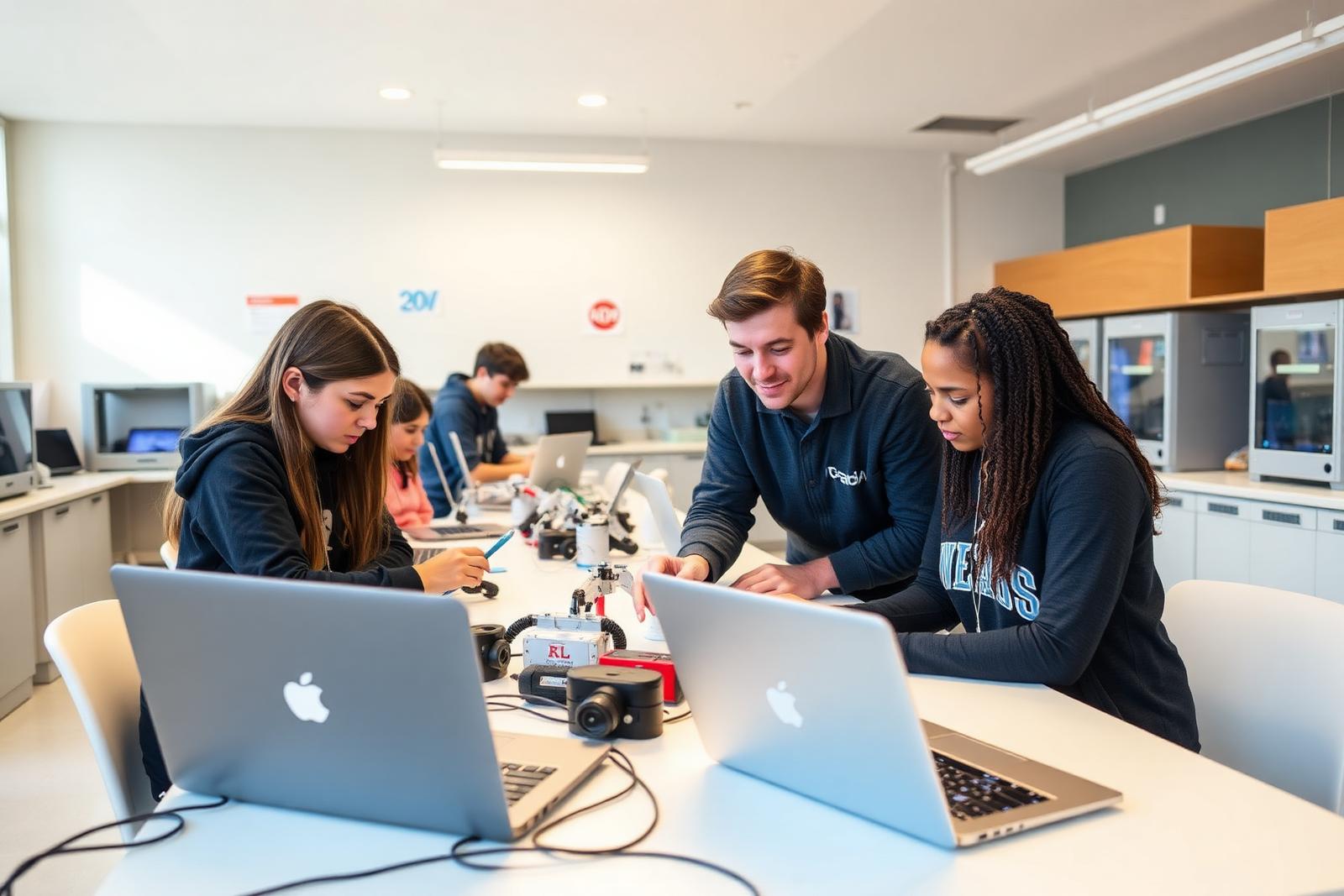 Alunos trabalhando no Innovation Center da Perkiomen
